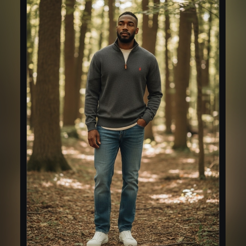 Ralph Lauren Dark Gray  3/4 Zip-Up Sweater